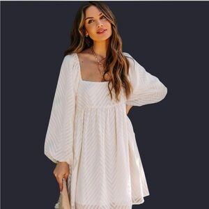 Elegant White Puff Sleeve Dress